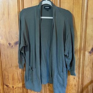 Express Women's Olive Cardigan Sweater - Open front - Two pockets - Size XS